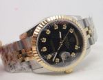 High Quality Rolex Day-date 2-Tone Watch Band Black Face Replica Watch